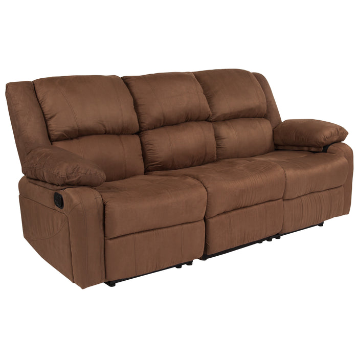 Bustle Back LeatherSoft Sofa with Two Built-In Recliners