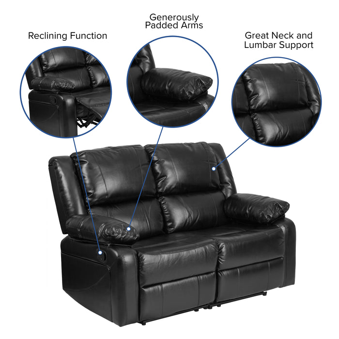 Bustle Back Loveseat with Two Built-In Recliners