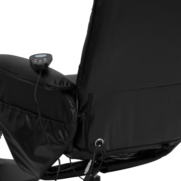 Massaging Multi-Position Recliner with Deep Side Pockets and Ottoman with Wrapped Base