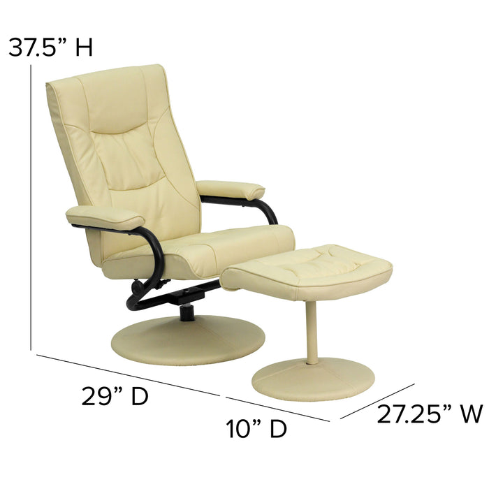 Contemporary Multi-Position Recliner & Ottoman w/ Wrapped Base