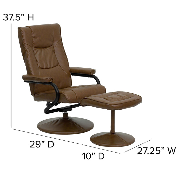 Contemporary Multi-Position Recliner & Ottoman w/ Wrapped Base