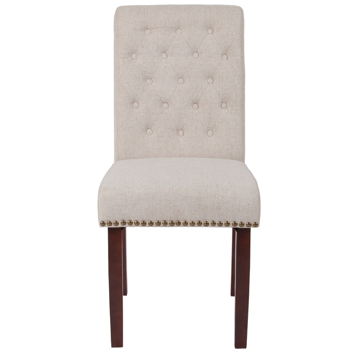 Upholstered Rolled Back Parson's Chair with Nailhead Trim & Finished Frame with Plastic Floor Glides