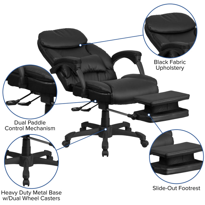 High Back Leather Executive Reclining Swivel Office Chair with Comfort Coil Seat Springs and Arms