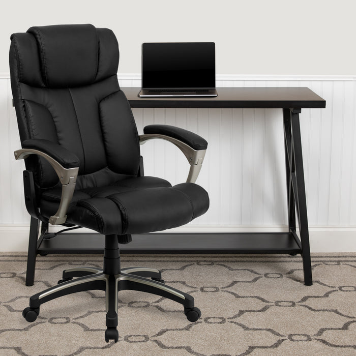 High Back Folding Leather Executive Swivel Office Chair with Arms