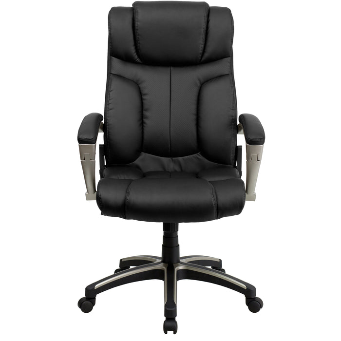 High Back Folding Leather Executive Swivel Office Chair with Arms