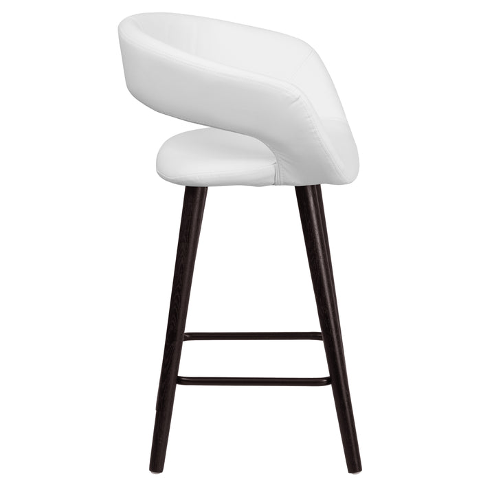 24"H Cappuccino Wood Rounded Open Back Counter Height Stool