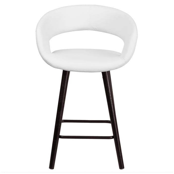 24"H Cappuccino Wood Rounded Open Back Counter Height Stool