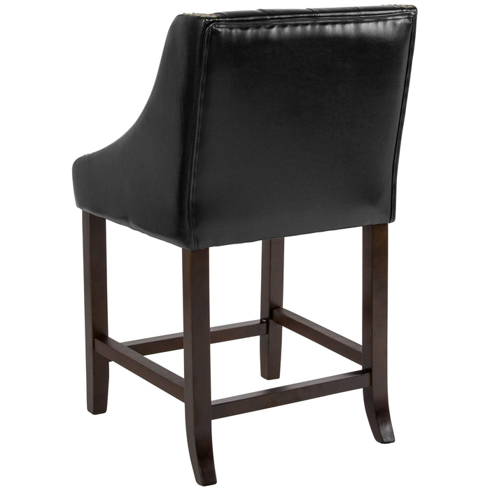 24"H Transitional Tufted Walnut Counter Stool