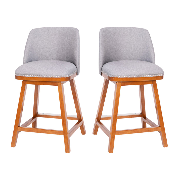 Jada Upholstered Mid-Back Stools with Nailhead Accent Trim & Wood Frames