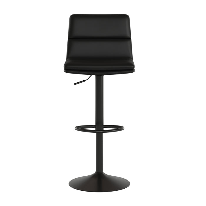 Lewis Set of Two Upholstered Height Adjustable Swivel Mid-Back Stools with Comfortable Foam Padding and Steel Base