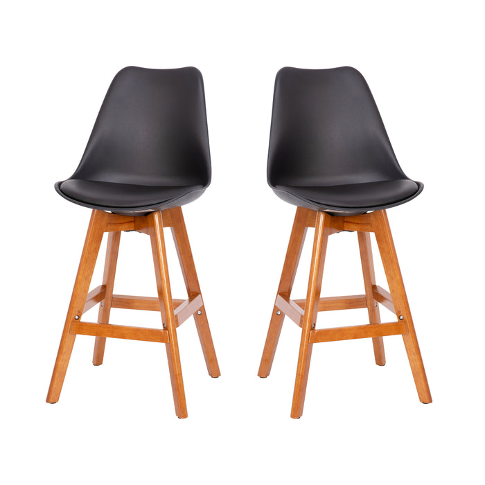 Foster Set of Two Upholstered Dining Stools with Matching Attached Seat and Wood Frame