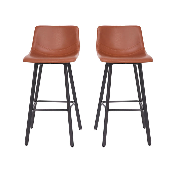 Sina Set of Two 30" Modern Upholstered Barstools, Matte Metal Frames and Plastic Floor Glides
