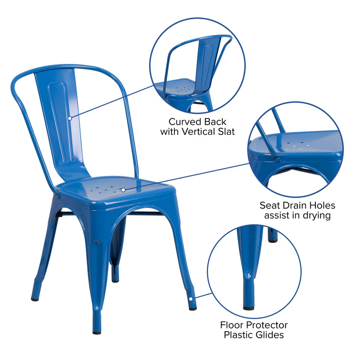 Commercial Grade Colorful Metal Indoor-Outdoor Stackable Dining Chair