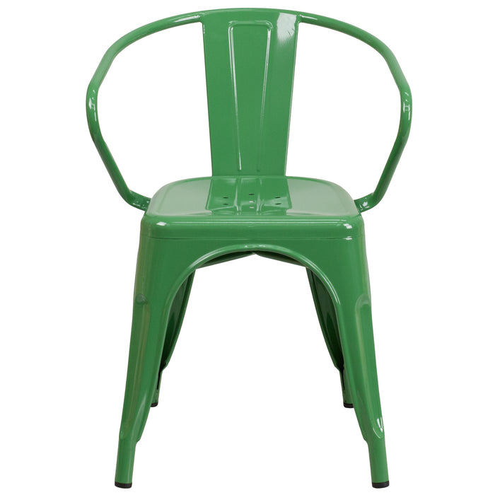 Commercial Grade Colorful Metal Indoor-Outdoor Chair with Arms