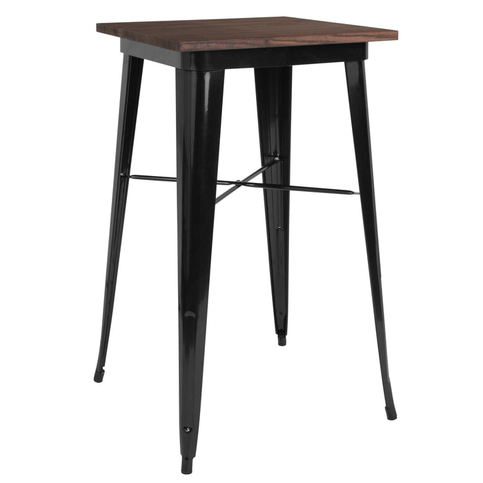 23.75" Square Wood/Metal Indoor Bar Height Table