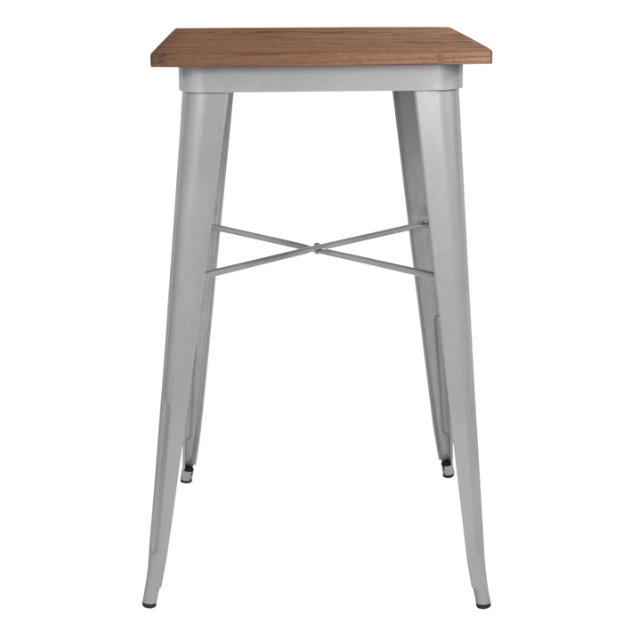 23.75" Square Wood/Metal Indoor Bar Height Table