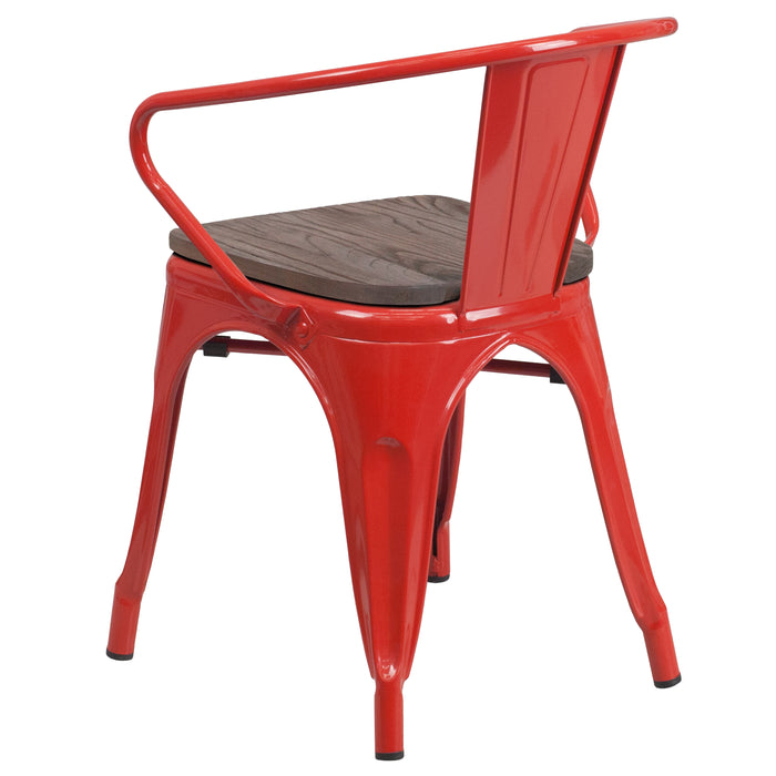 Metal Chair with Wood Seat and Arms