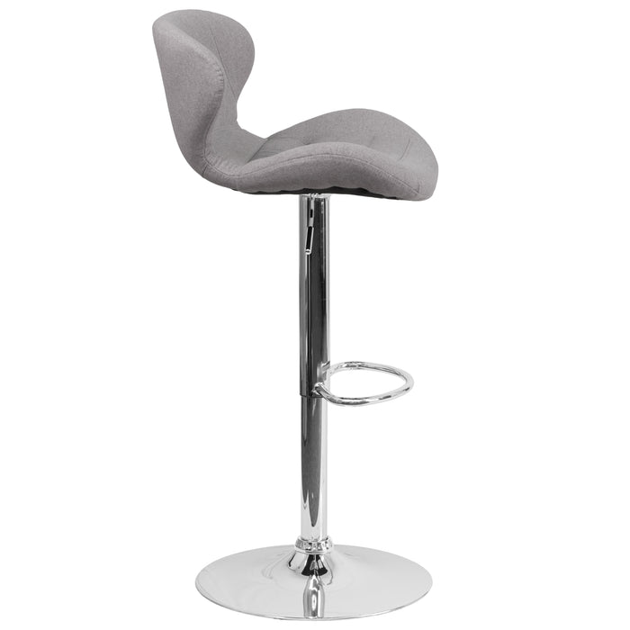 Curved Back Swivel Adjustable Height Barstool with Chrome Base