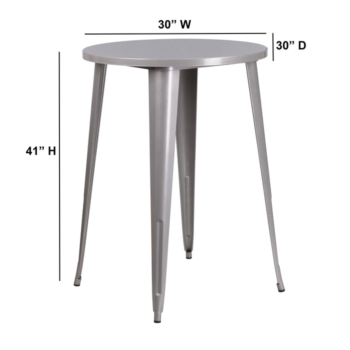 Commercial Grade 30" Round Colorful Metal Indoor-Outdoor Bar Height Dining Table