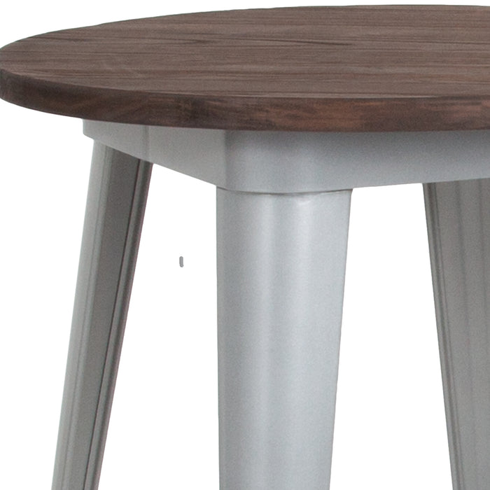 24" Round Wood/Metal Indoor Bar Height Table