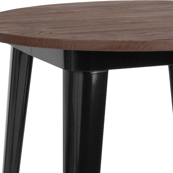 30" Round Wood/Metal Indoor Bar Height Table