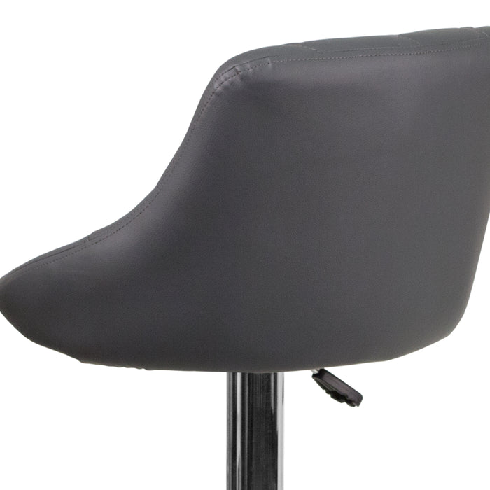 Bucket Seat Adjustable Height Barstool with Diamond Pattern Back