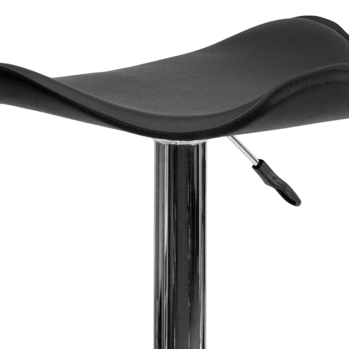 Swivel Wavy Seat Adjustable Height Barstool with Chrome Base