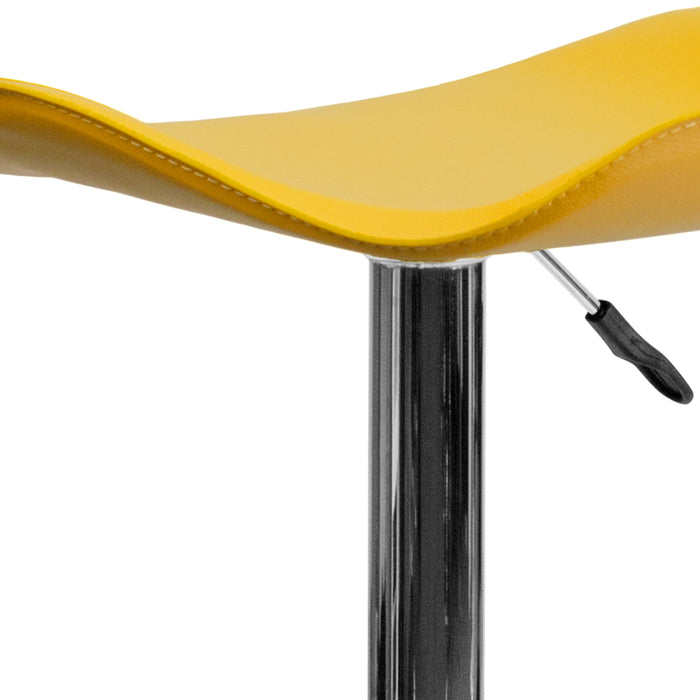 Swivel Wavy Seat Adjustable Height Barstool with Chrome Base