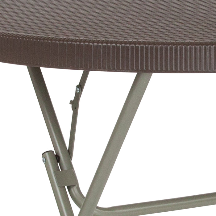 2.6-Foot Round Rattan Plastic Folding Table