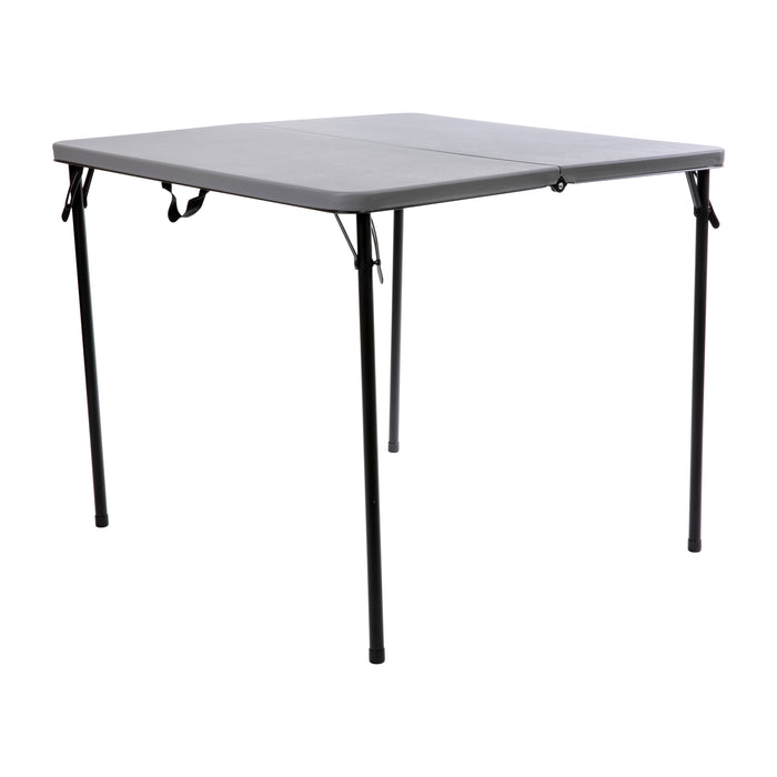 2.83-Foot Square Bi-Fold Plastic Folding Table with Carrying Handle