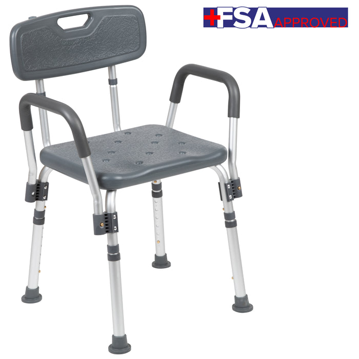 300 Lb. Capacity Quick Release Back & Arm Shower Chair