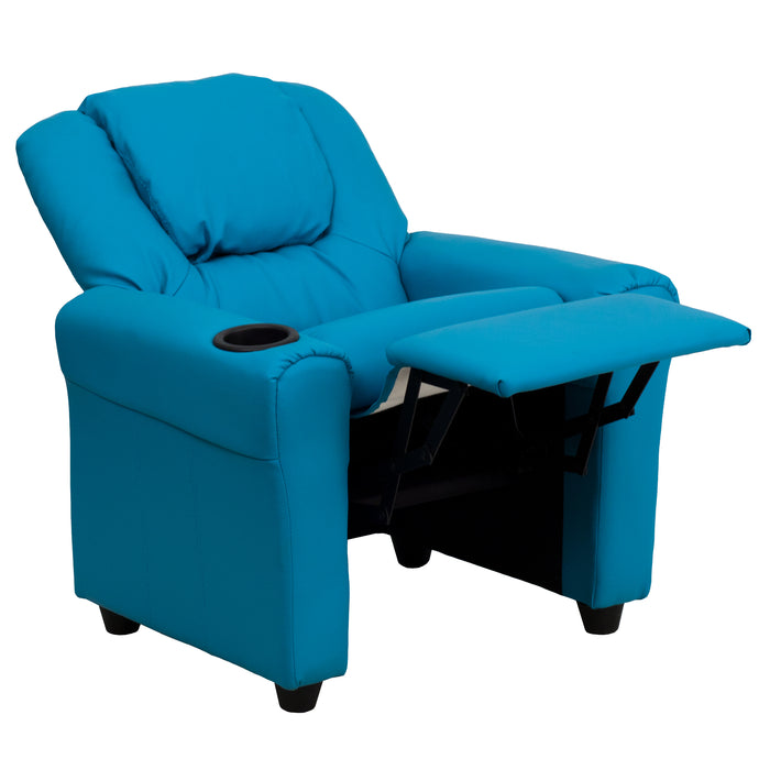 Contemporary Kids Recliner with Cup Holder and Headrest