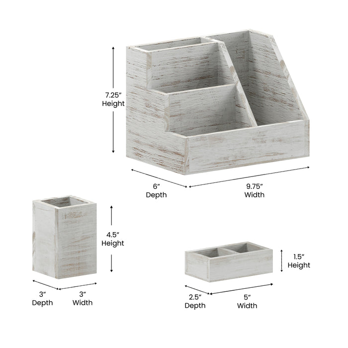 Nessa Three Piece Industrial Desk or Vanity Organizer Set with Foam Pads