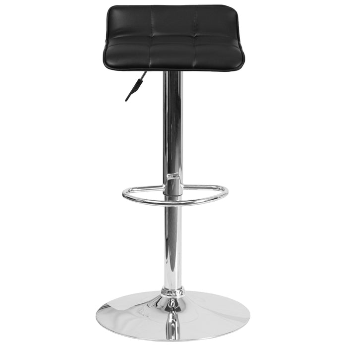 Quilted Wave Seat Adjustable Height Barstool with Chrome Base