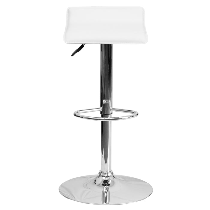 Solid Wave Seat Vinyl Adjustable Height Barstool with Chrome Base