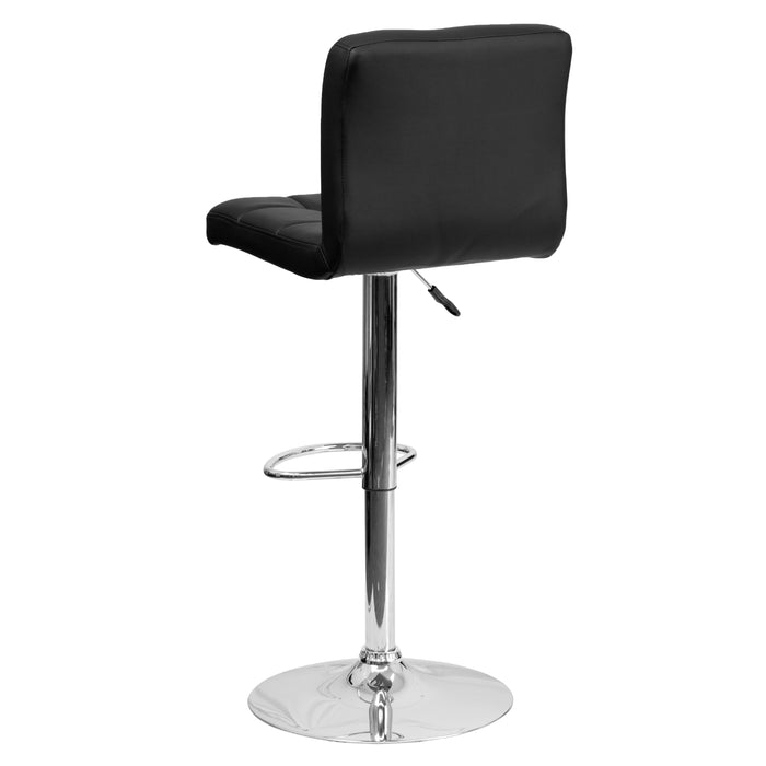 Quilted Vinyl Swivel Adjustable Height Barstool with Chrome Base