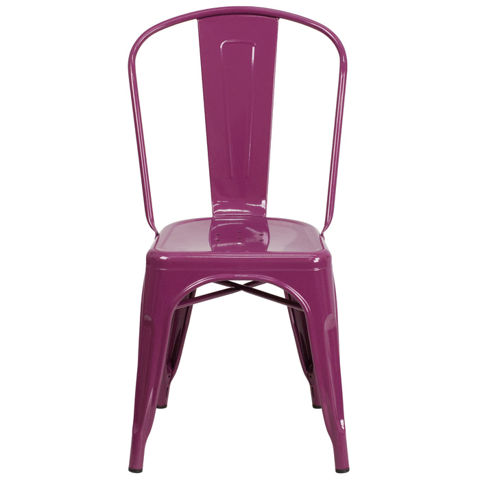 Commercial Grade Colorful Metal Indoor-Outdoor Dining Stack Chair