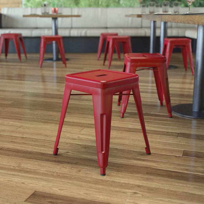 18 Inch Table Height Indoor Stackable Metal Dining Stool-Set of 4
