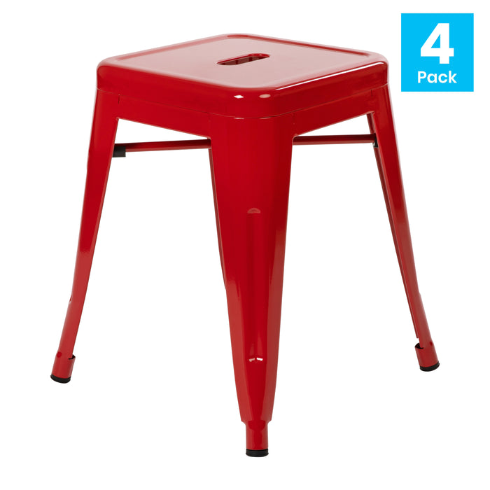 18 Inch Table Height Indoor Stackable Metal Dining Stool-Set of 4
