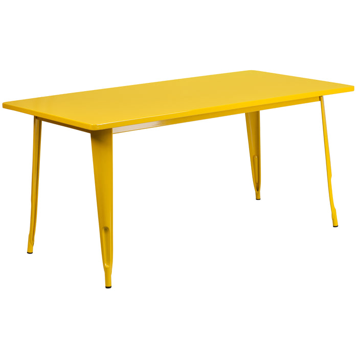 Commercial 31.5" x 63" Rectangular Colorful Metal Indoor-Outdoor Dining Table