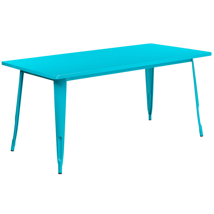 Commercial 31.5" x 63" Rectangular Colorful Metal Indoor-Outdoor Dining Table