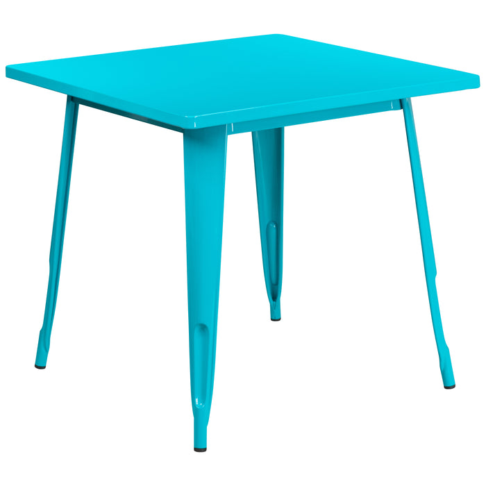 Commercial Grade 31.5" Square Colorful Metal Indoor-Outdoor Dining Table
