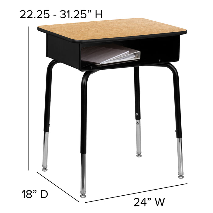 Student Desk with Open Front Metal Book Box - School Desk