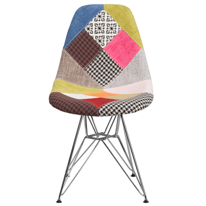 Fabric Accent Dining Chair with Chrome Base