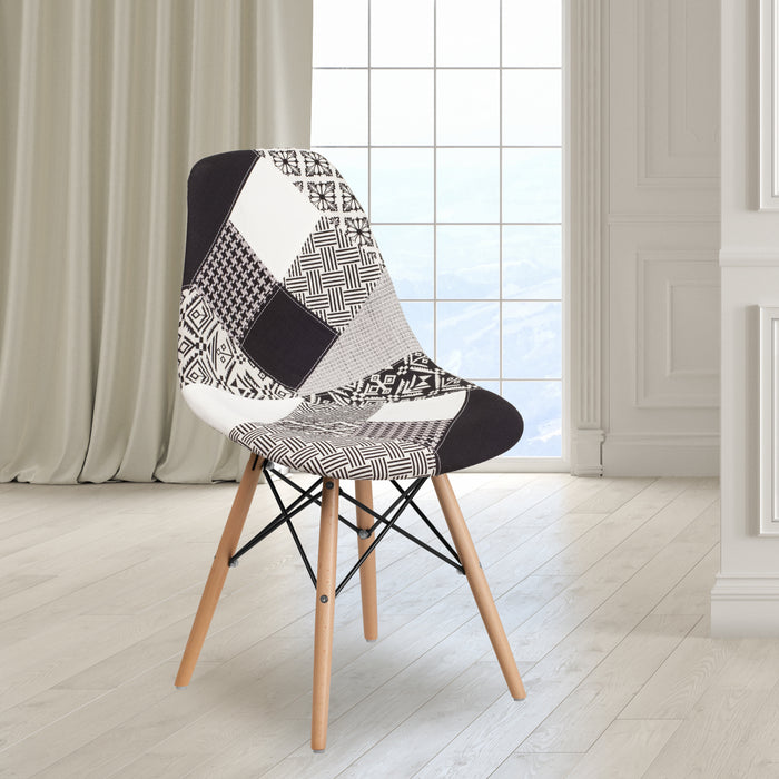Fabric Accent Dining Chair with Wooden Legs
