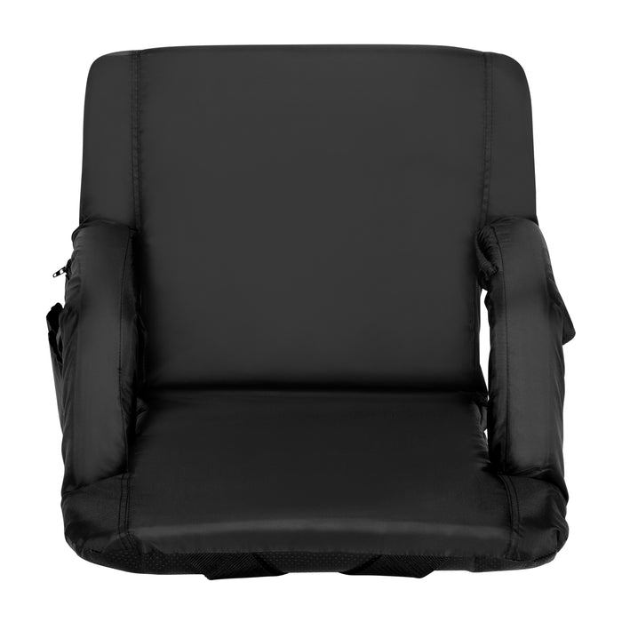 Portable Stadium Chair with Armrests, Reclining Padded Back & Seat, Lightweight Metal Frame & Backpack Straps, Storage Pockets