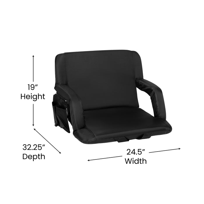Extra Wide Portable Stadium Chair with Reclining Padded Back & Seat, Lightweight Metal Frame with Armrests & Backpack Straps