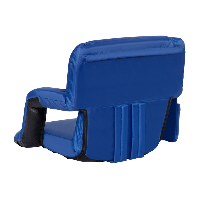 Portable Stadium Chair with Armrests, Reclining Padded Back & Seat, Lightweight Metal Frame & Backpack Straps, Storage Pockets