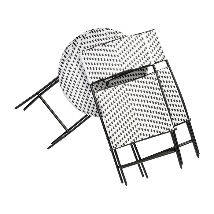 Ciel Three Piece Folding French Bistro Set in PE Rattan with Metal Frames for Indoor and Outdoor Use