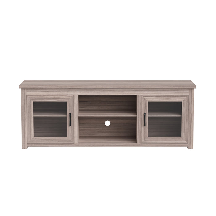 Liam TV Stand for up to 80" TV's - 65" Media Console with Classic Full Glass Doors & 3 Adjustable Shelves